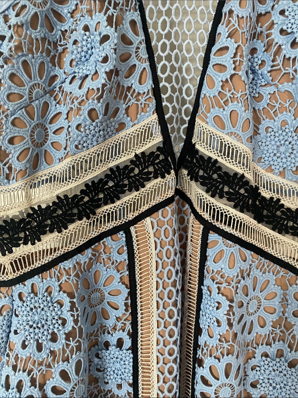 Self-Portrait Blue and Black Floral Lace Midi Dress - Picture 7 of 13